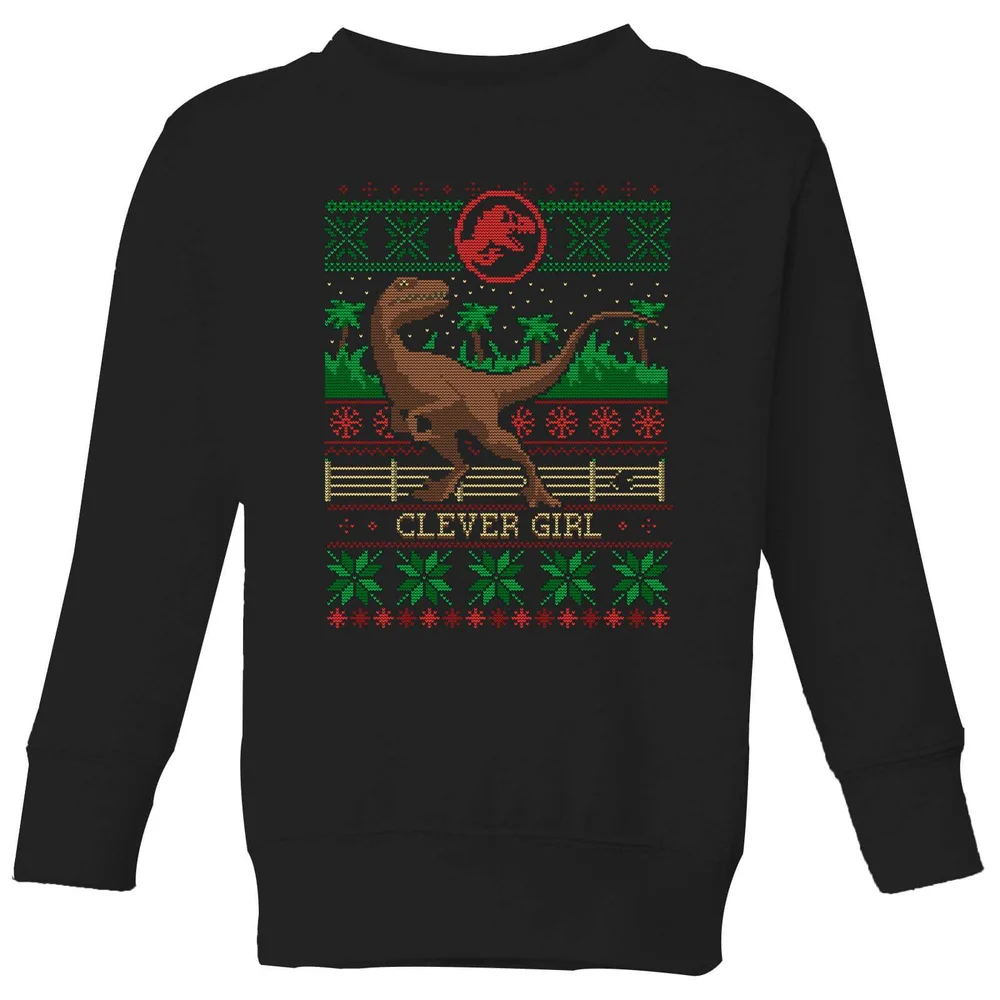 Jurassic Park Clever Girl Kids' Christmas Sweater - Black - 3-4 Years Image 1