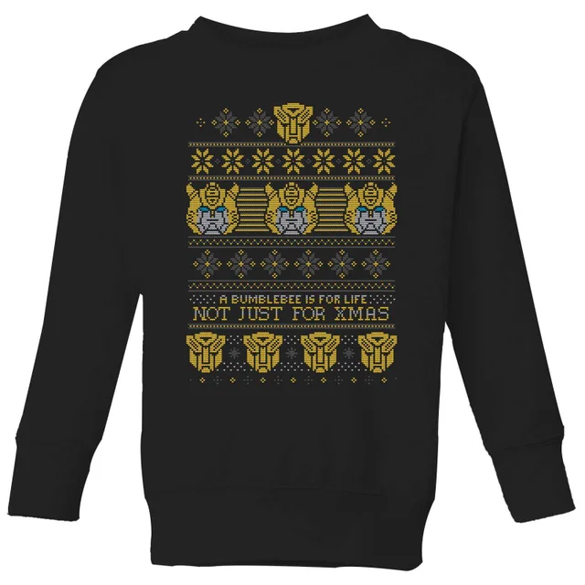 Bumblebee Classic Ugly Knit Kids' Christmas Sweater - Black