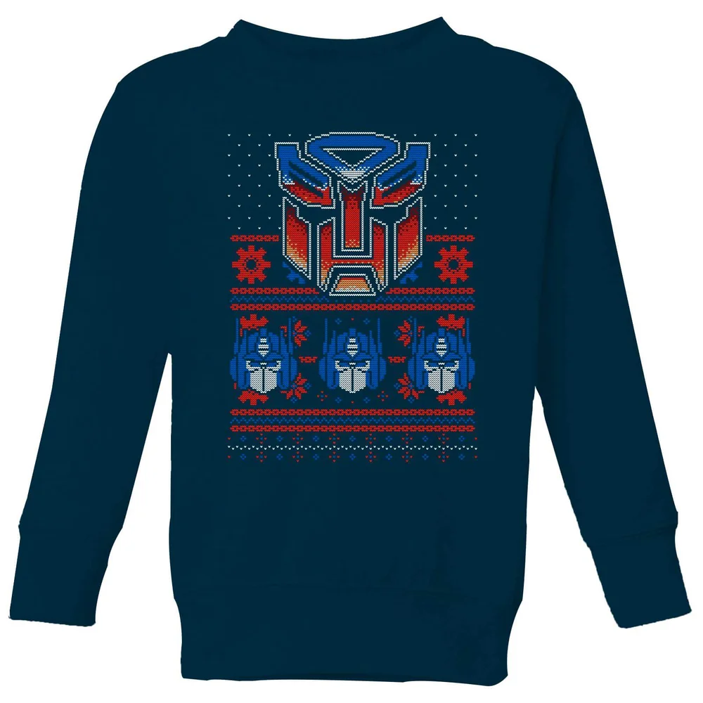 Autobots Classic Ugly Knit Kids' Christmas Sweater - Navy - 3-4 Years Image 1