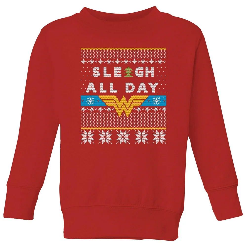 Wonder Woman 'Sleigh All Day Kids' Christmas Sweater - Red - 3-4 Years Image 1