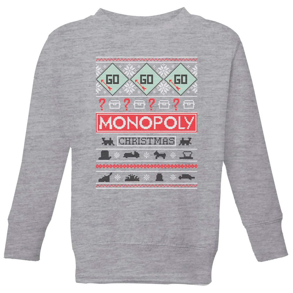 Monopoly Kids' Christmas Sweater - Grey - 11-12 Years - Grey Image 1