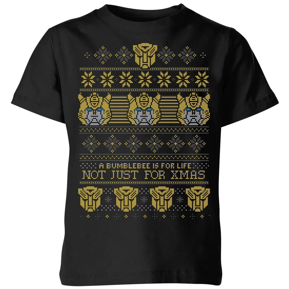 Bumblebee Classic Ugly Knit Kids' Christmas T-Shirt - Black - 3-4 Years Image 1