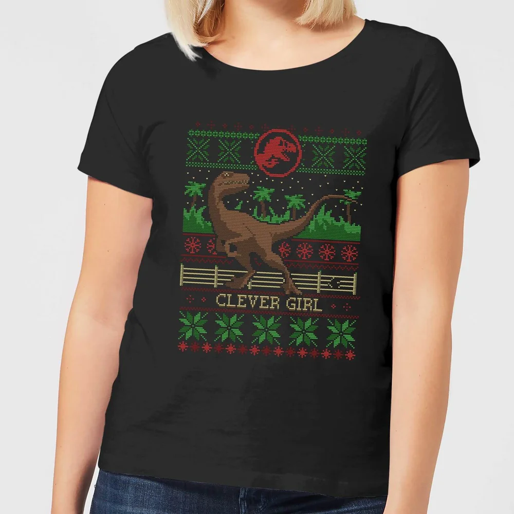 Jurassic Park Clever Girl Women's Christmas T-Shirt - Black - S Image 1