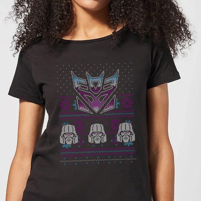 Decepticons Classic Ugly Knit Women's Christmas T-Shirt - Black
