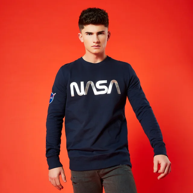 NASA Metallic Logo Unisex Sweatshirt - Navy