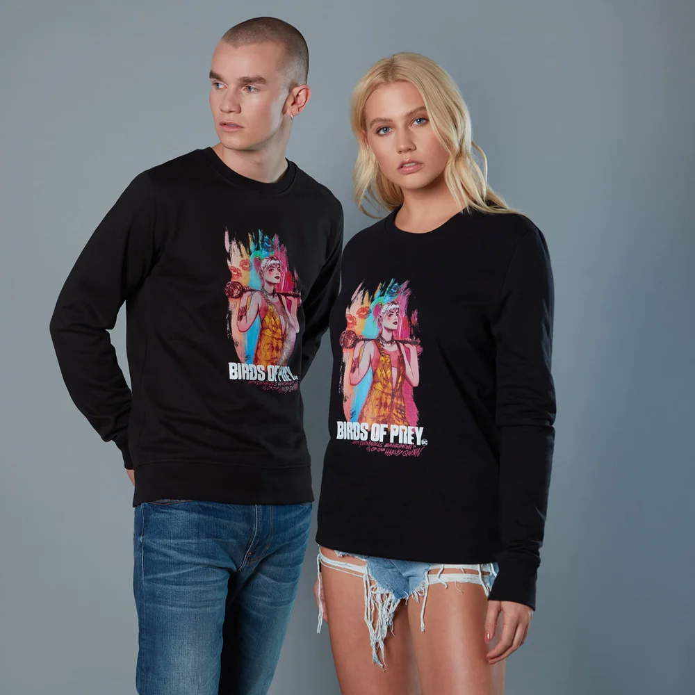 Harley Quinn Acrylic Storke Portrait Unisex Birds of Prey Sweatshirt - Black - S Image 1