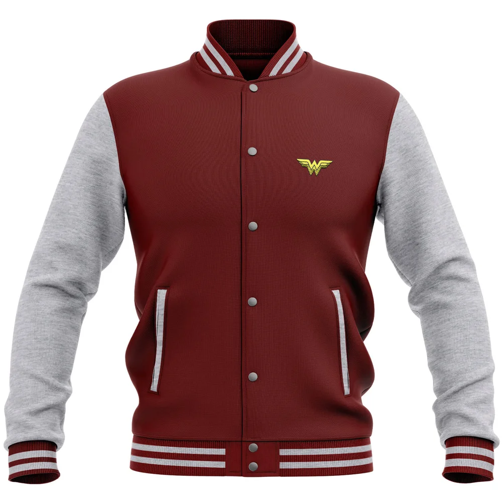 DC Comics Wonder Woman Varsity Jacket - Burgundy / Grey - S - Burgundy / Grey Image 1