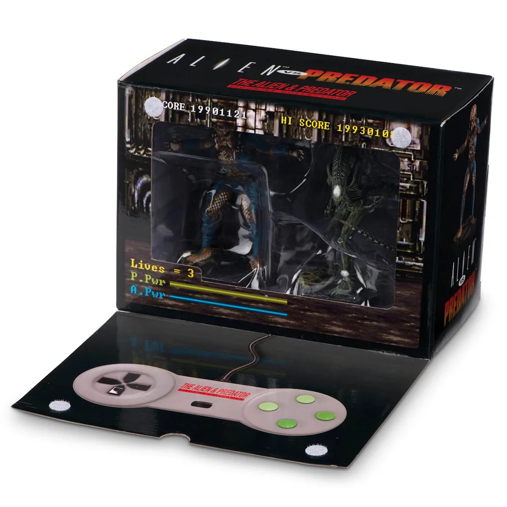 Eaglemoss Alien v Predator Video Game Figurine 2-Pack Set - SNES Video Game Paint Variant Image 1