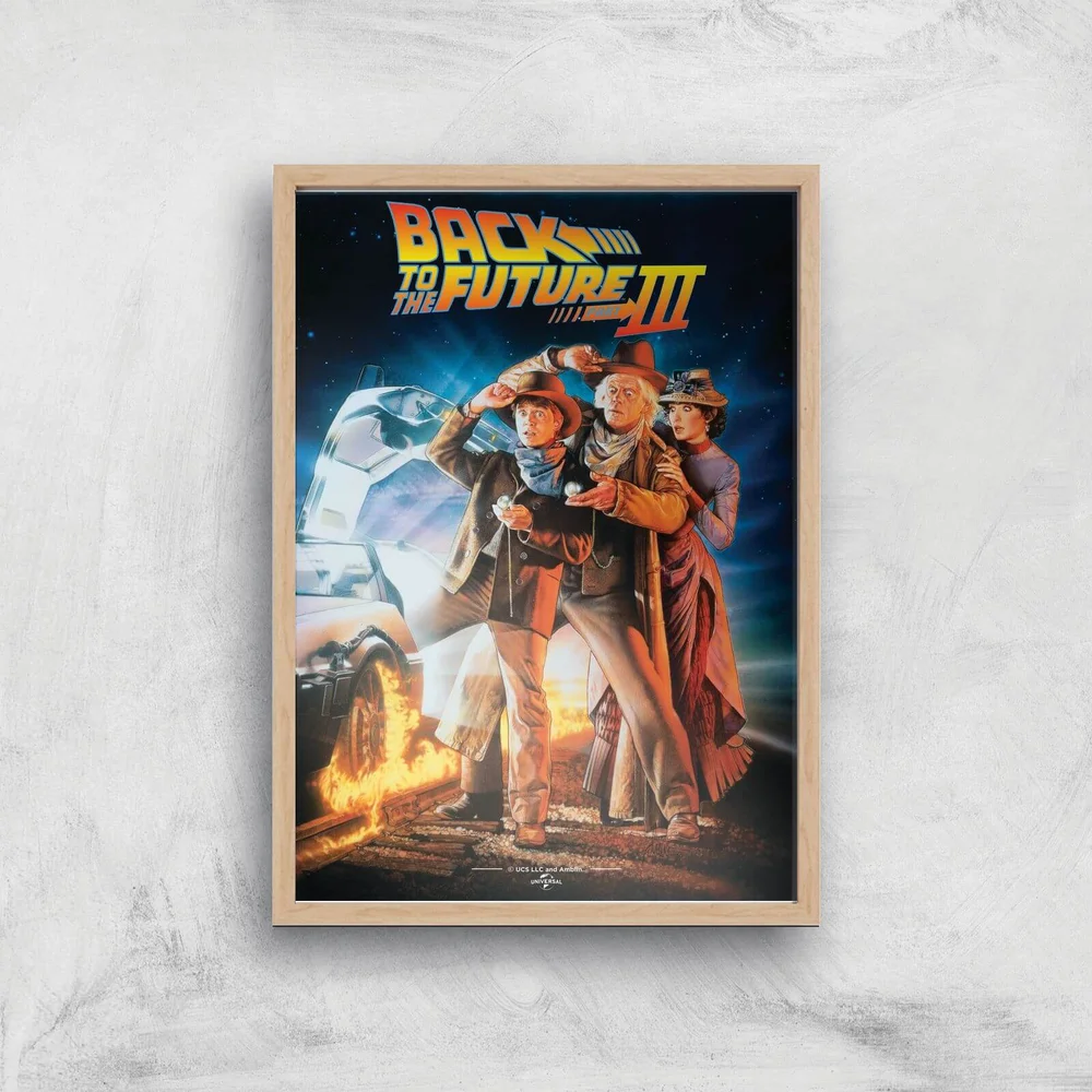 Back To The Future Part 3 Giclee Art Print - A4 - Wooden Frame Image 1