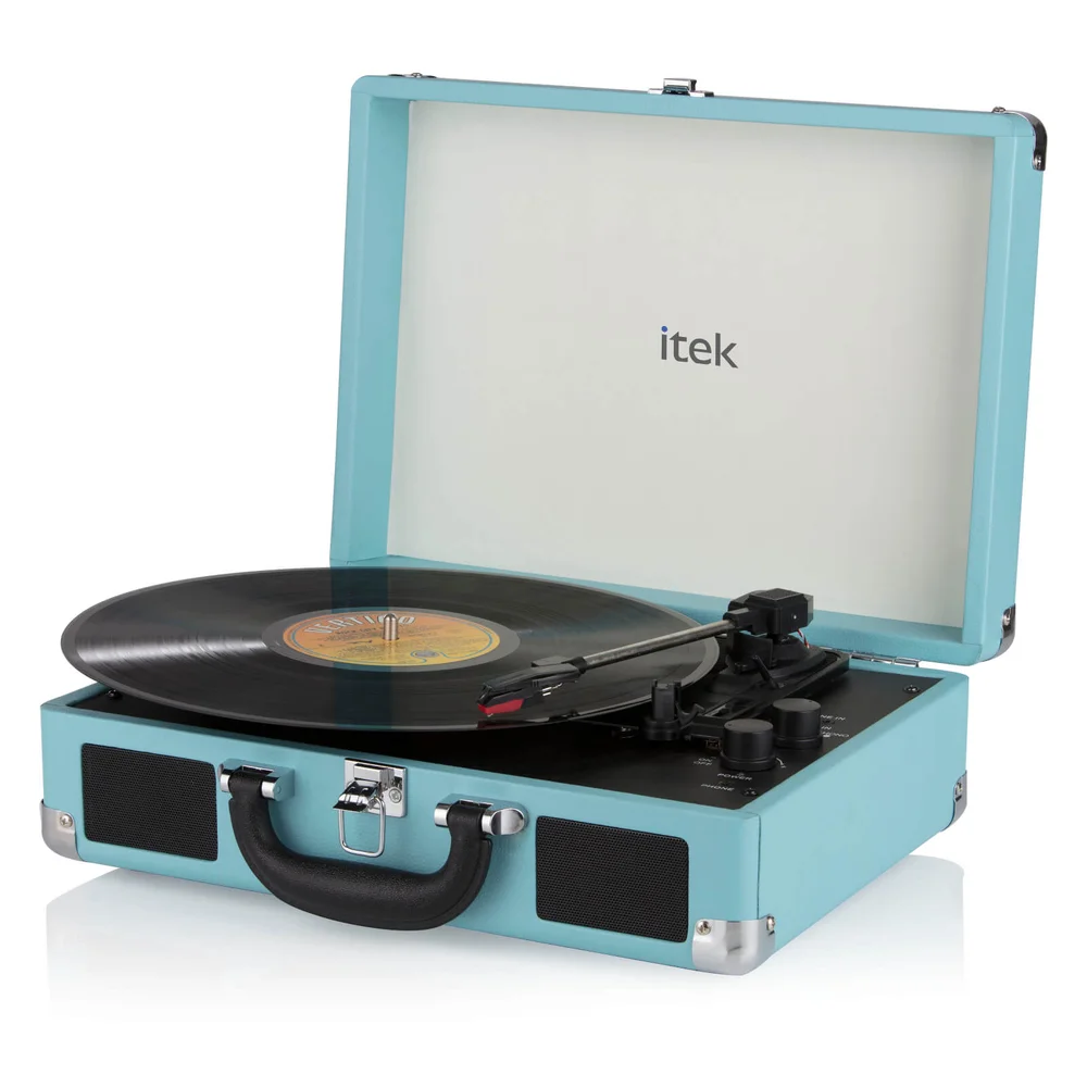 iTek Portable Turntable with Built-in Speakers - Blue Image 1