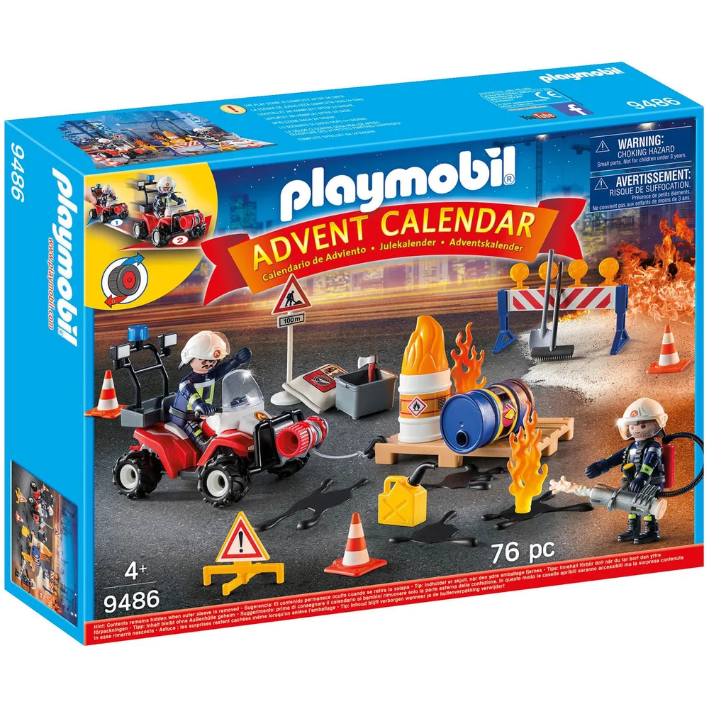 Playmobil Advent Calendar - Construction Site Fire Rescue with Pullback Motor (9486) Image 1