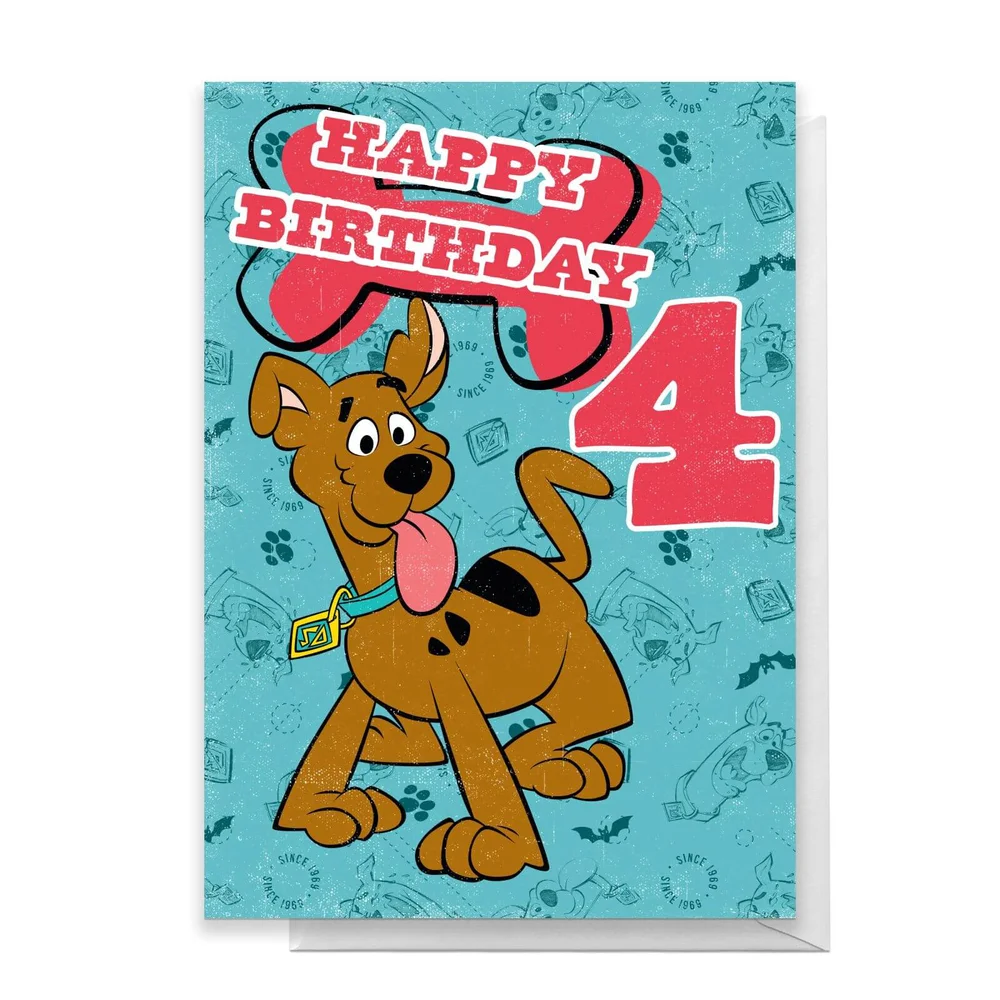 Scooby Doo 4th Birthday Greetings Card - Standard Card Image 1