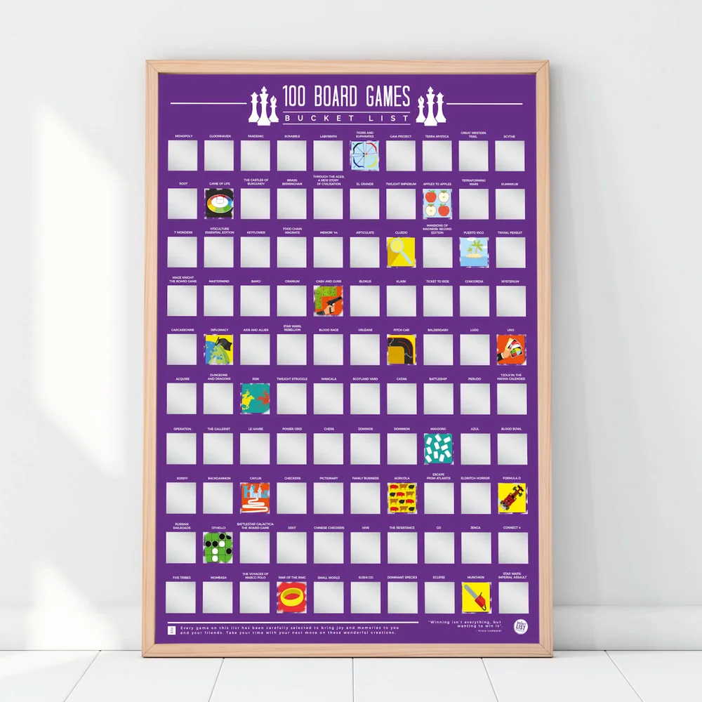 100 Board Games Scratch Off Bucket List Poster Image 1