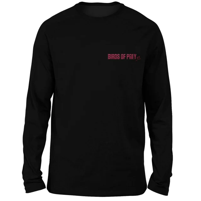 Birds of Prey Logo Embroidered Unisex Long Sleeved T-Shirt - Black