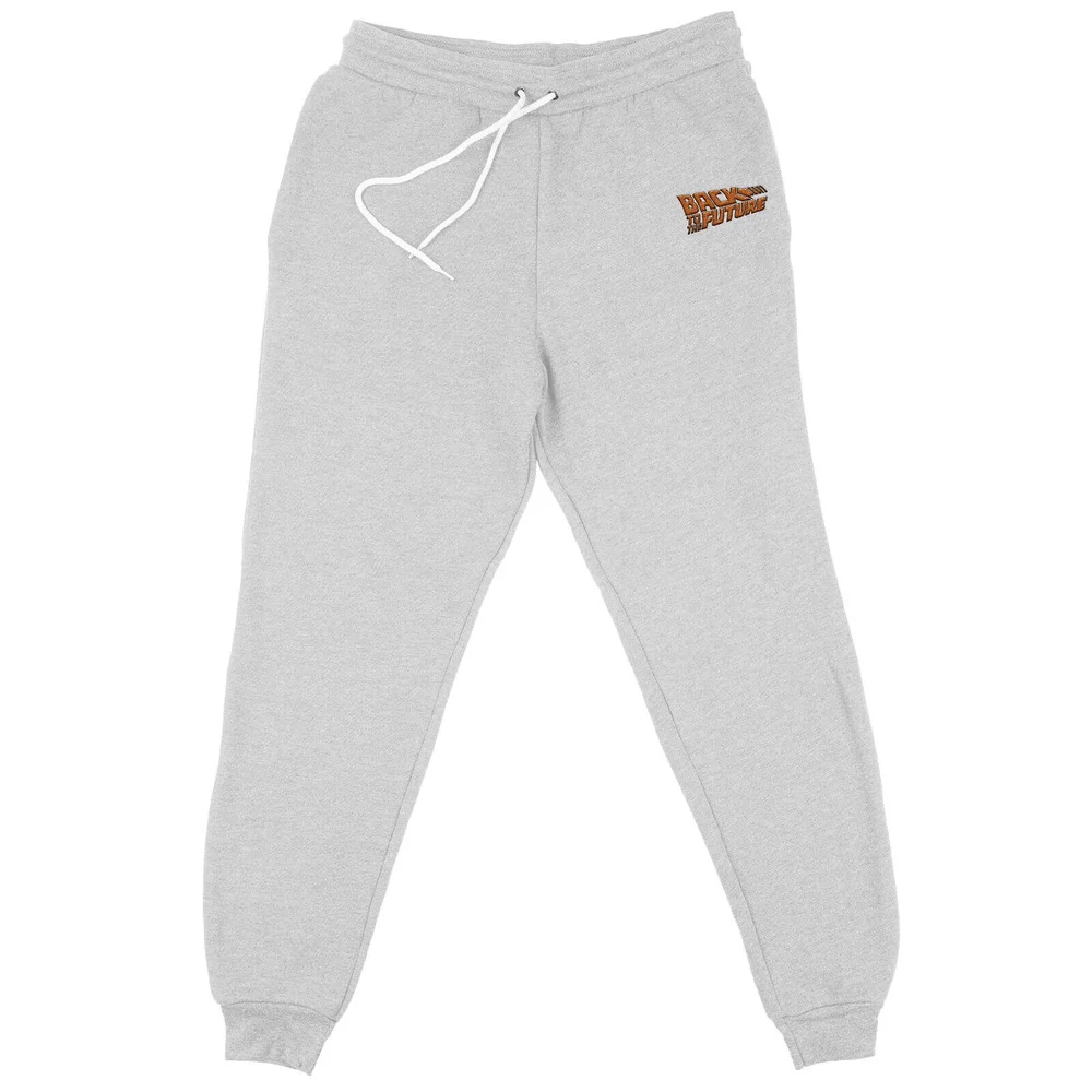 Back To The Future Logo Embroidered Unisex Joggers - Grey - S Image 1