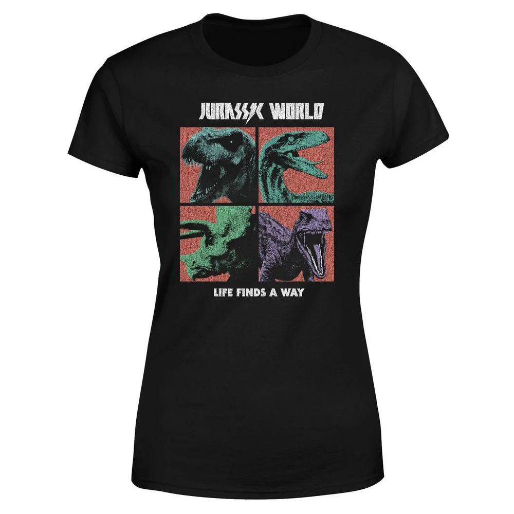 Jurassic Park World Four Colour Faces Women's T-Shirt - Black - S Image 1