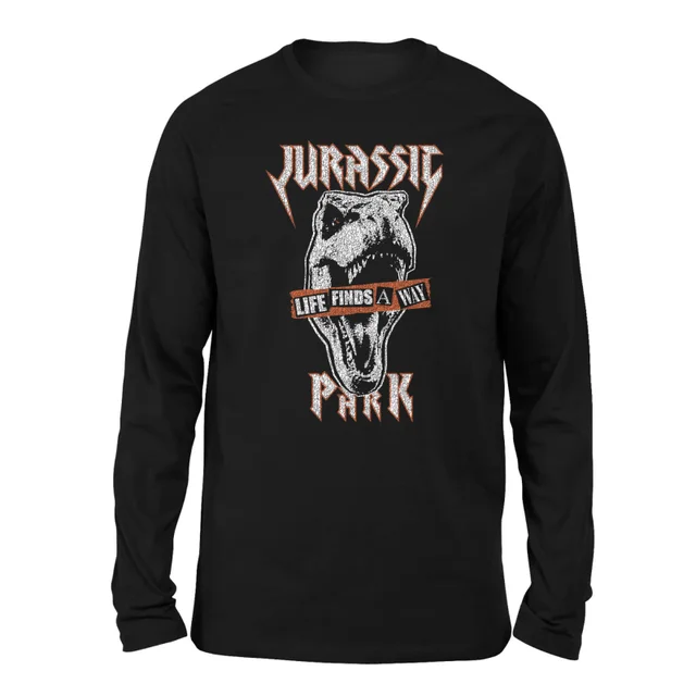 Jurassic Park Rex Punk Unisex Long Sleeved T-Shirt - Black