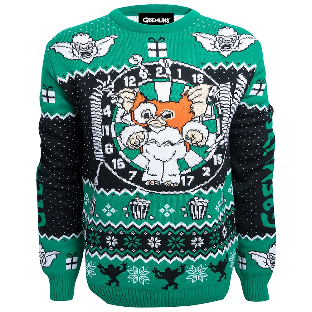 Gremlins Stripe Christmas Knitted Sweater - Navy - XS Image 1