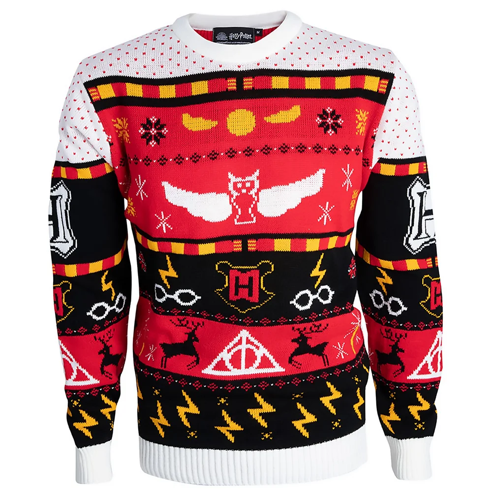 Harry Potter Hogwarts Christmas Knitted Sweater - Red - M Image 1