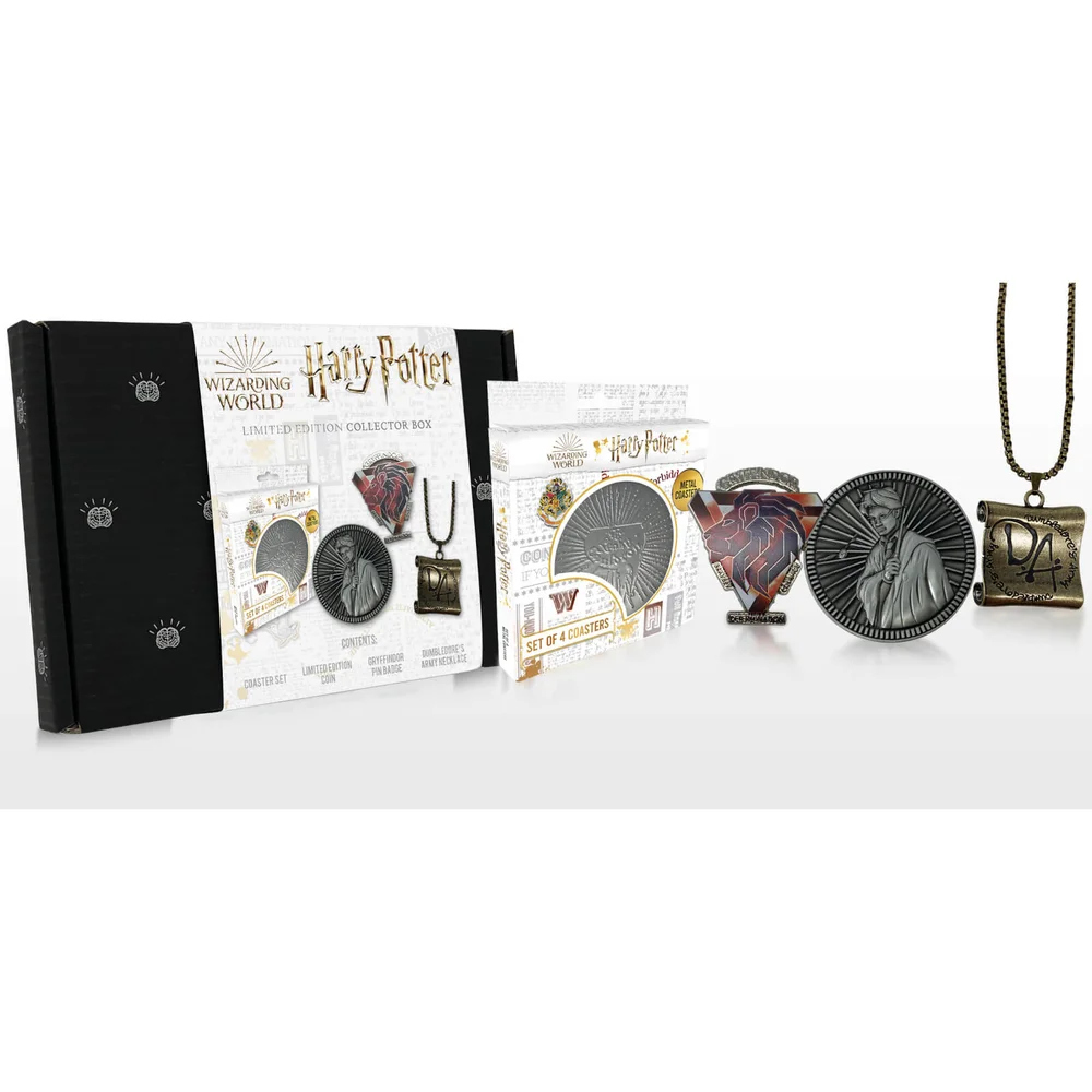 Harry Potter Gift Set - Hp Collectible Coin, Da Necklace, Gryffindor Pin & Coaster Set Image 1