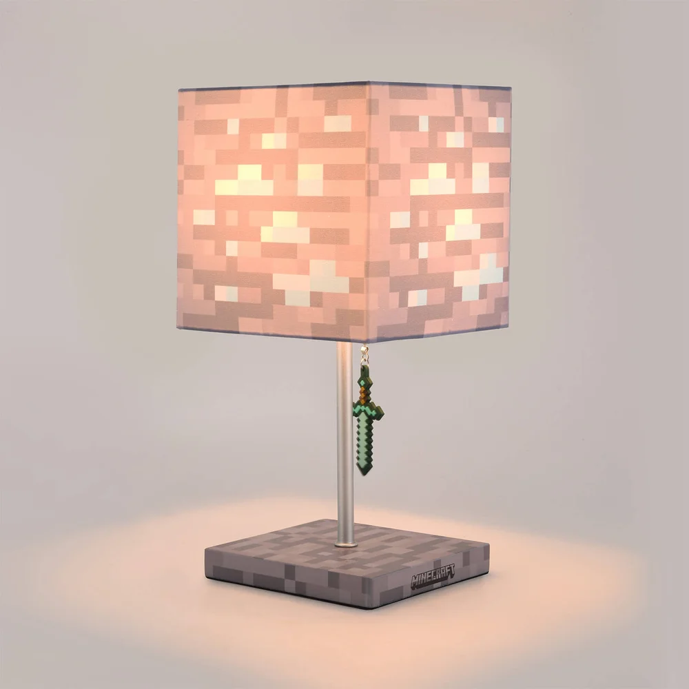 Minecraft Diamond Ore Block Desk Lamp with 3D Diamond Sword Puller - 14 Inch Image 1