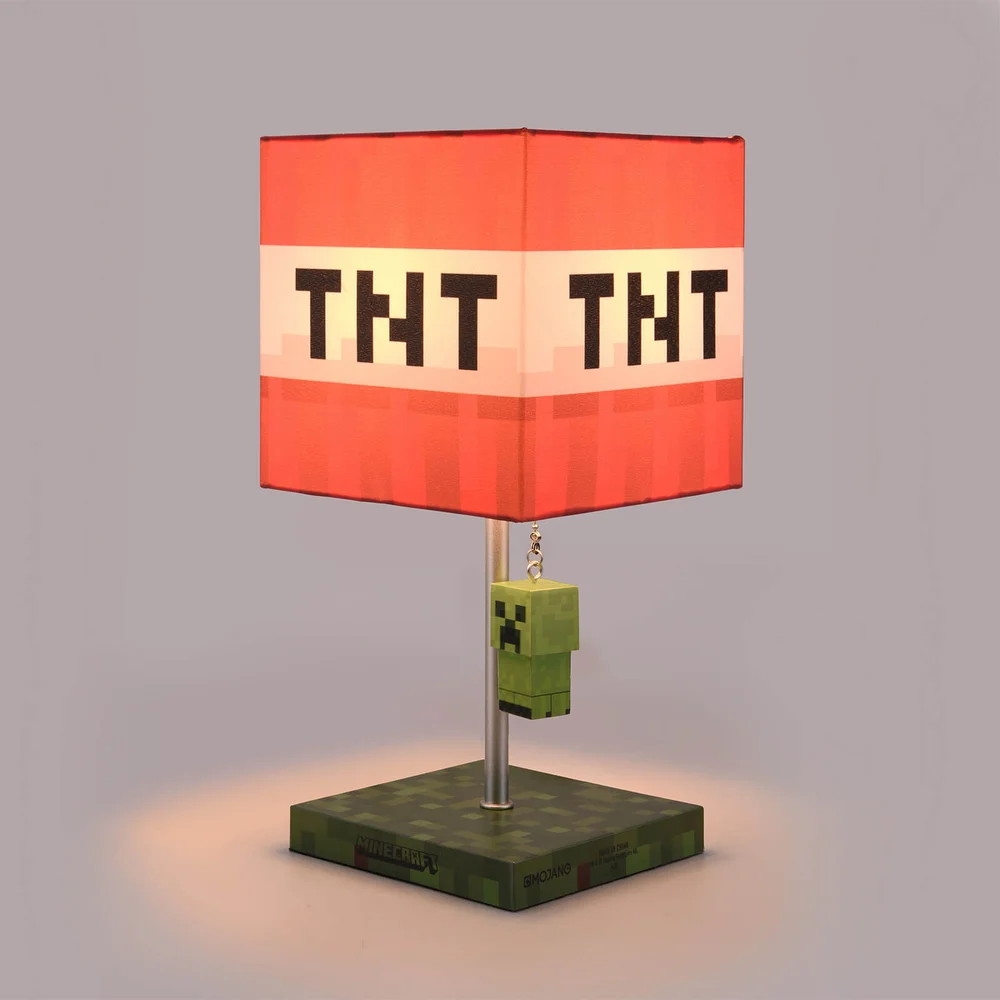 Minecraft TNT Block Desk Lamp with 3D Creeper Puller - 14 Inch Image 1