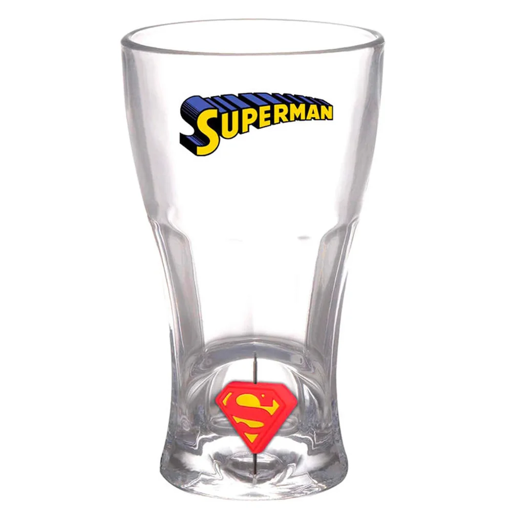 DC Comics DC Universe Soda Glass Superman 3D Rotating Logo Image 1