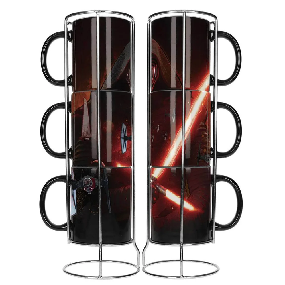 Star Wars Stackable Ceramic Mugs 3pk Kylo Lightsaber E7 Image 1