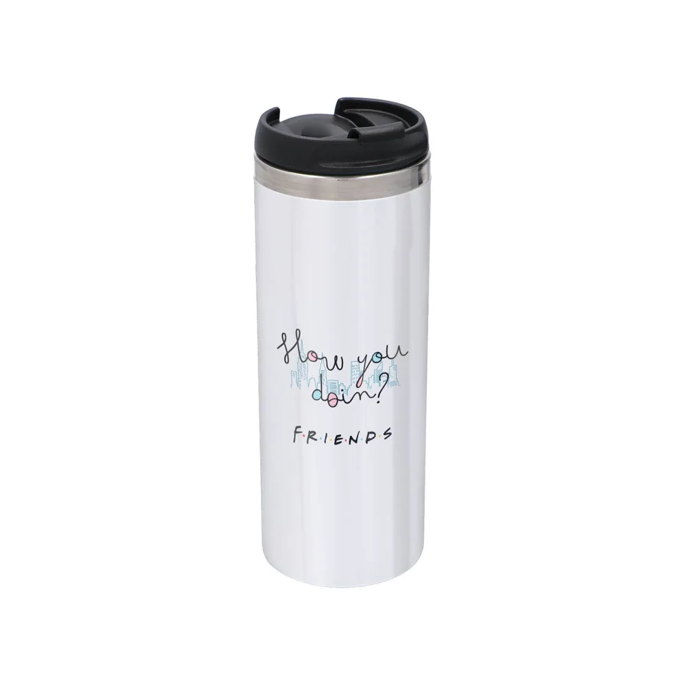 Friends How You Doin Stainless Steel Thermo Travel Mug - Metallic Finish Image 1