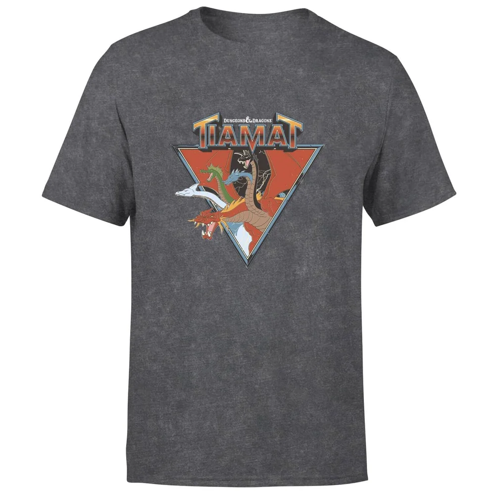 Dungeons & Dragons D&D Cartoon Tiamat Unisex T-Shirt - Black Acid Wash - S Image 1
