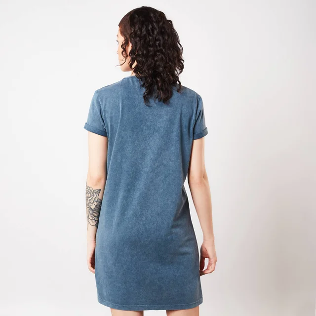 Psycho Mother Knows Best Women's T-Shirt Dress - Navy Acid Wash