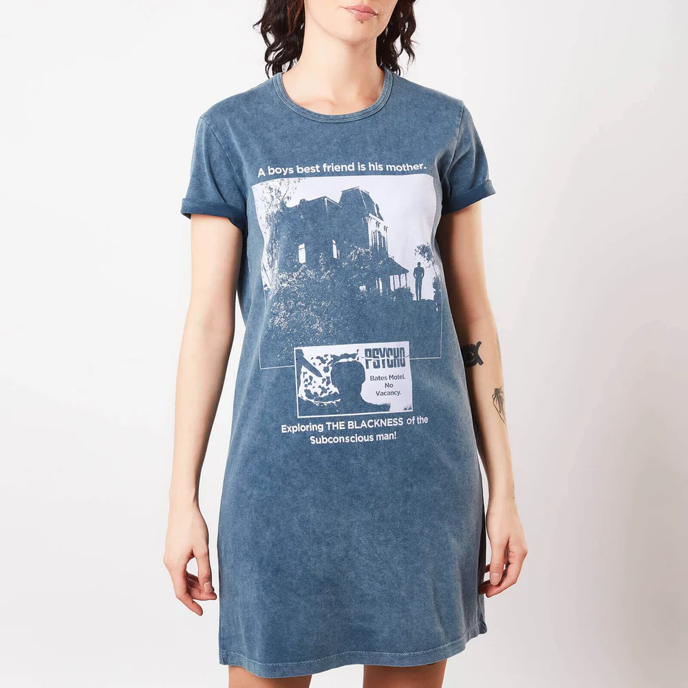 Psycho Mother Knows Best Women's T-Shirt Dress - Navy Acid Wash - XXL Image 1