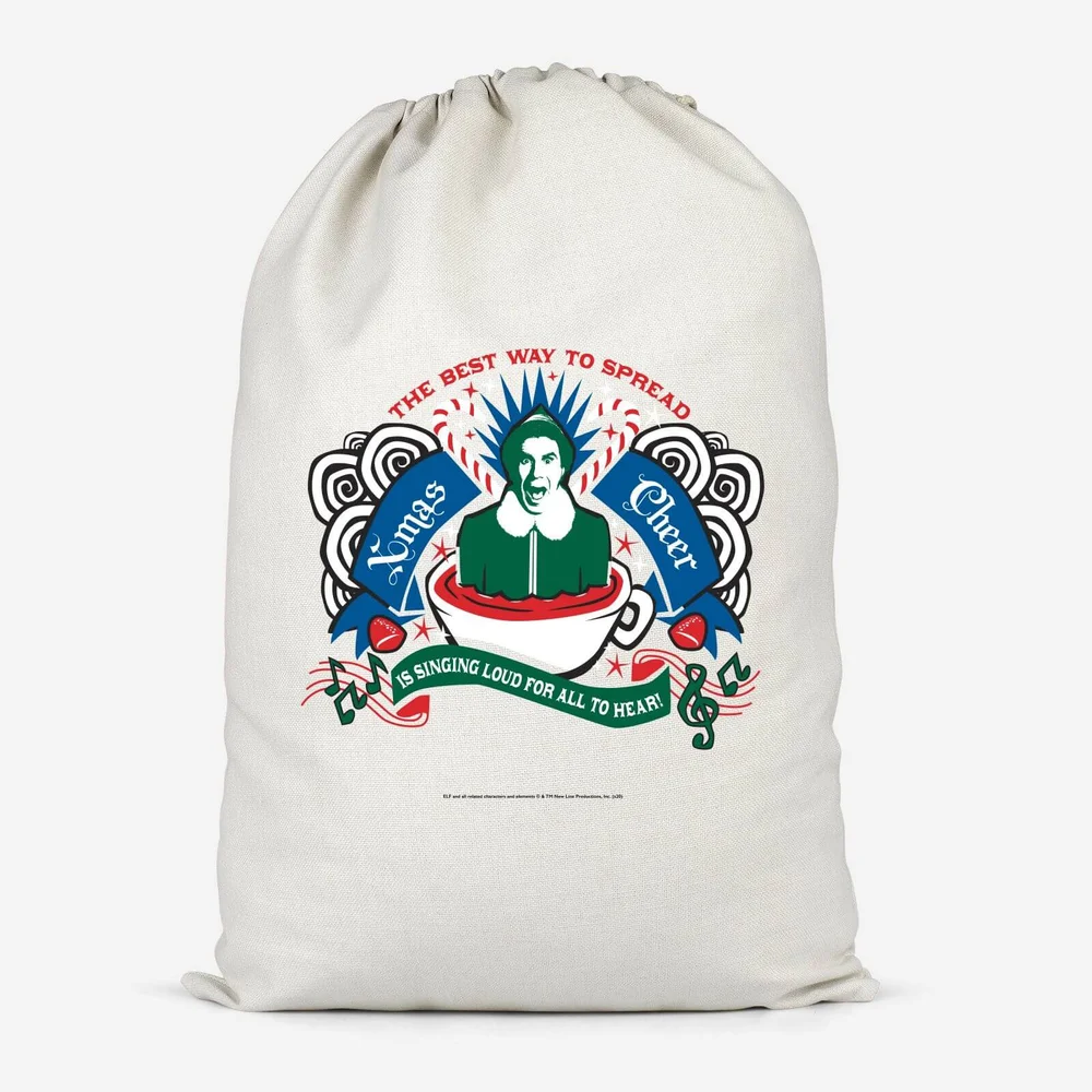 Elf Xmas Cheer Cotton Storage Bag - Small Image 1