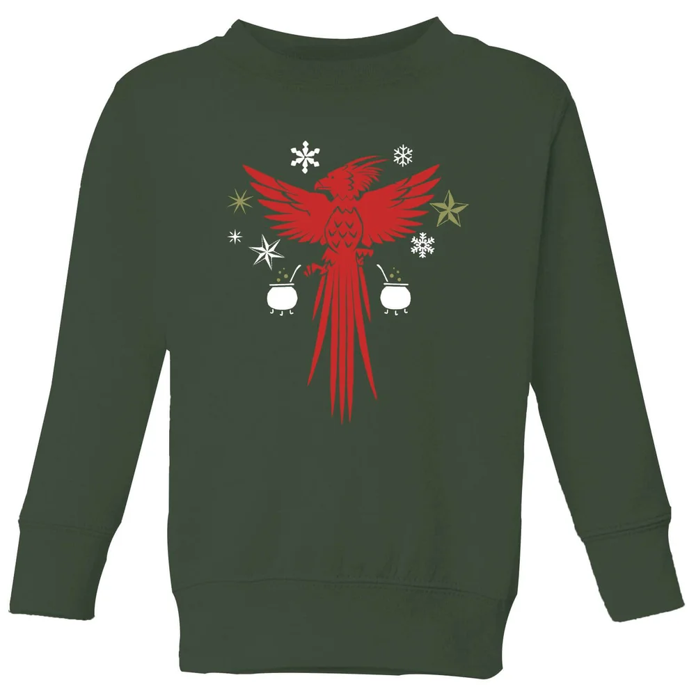Harry Potter Fawkes Kids' Sweatshirt - Forest Green - 3-4 Years Image 1