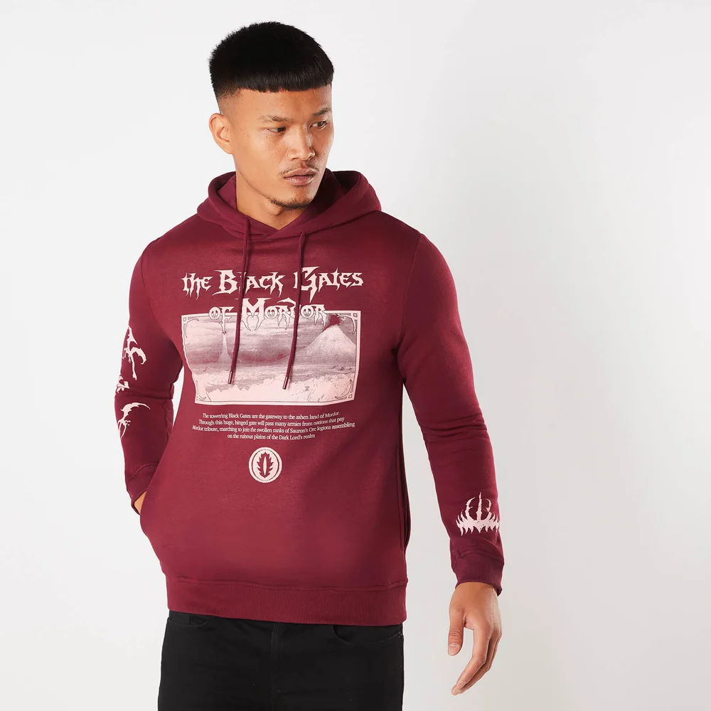 Lord Of The Rings The Black Gates Of Mordor Hoodie - Burgundy - XL Image 1