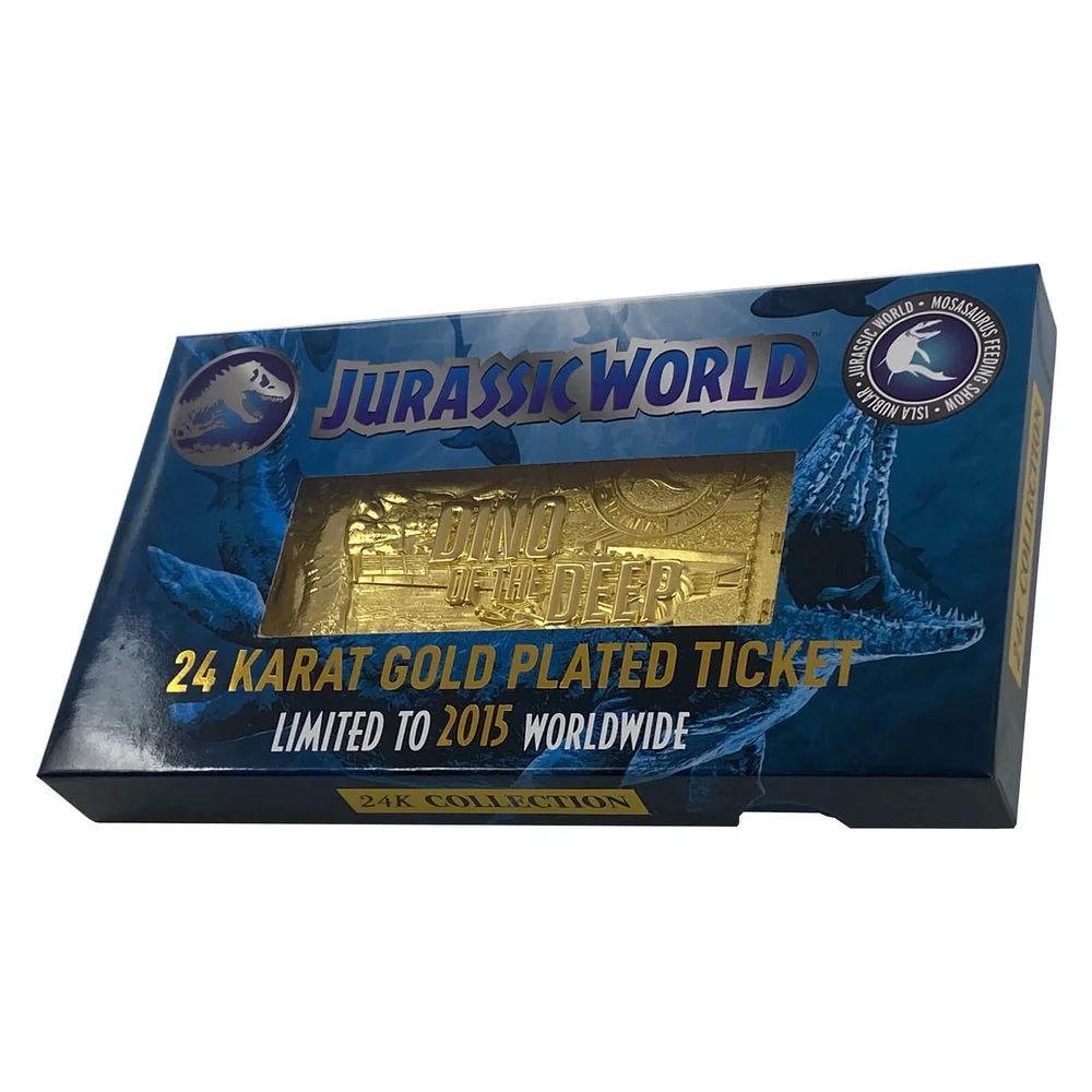 Jurassic Park 24k Gold Plated Jurassic World Mosasaurus Ticket Limited Edition Replica - Zavvi Exclusive Image 1