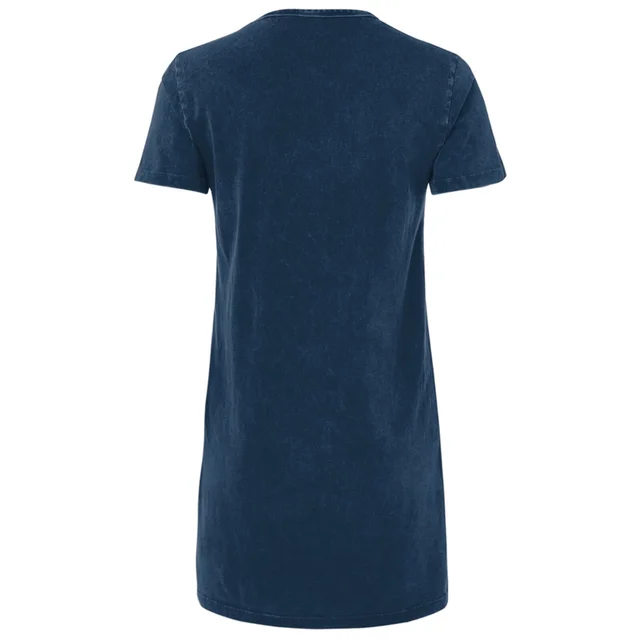 Jurassic Park White Women's T-Shirt Dress - Navy Acid Wash