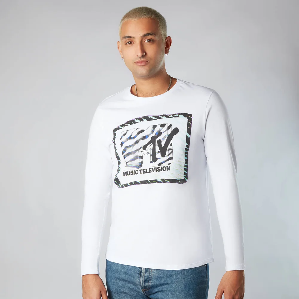 MTV Zebra Pattern Unisex Long Sleeve T-Shirt - White - S Image 1