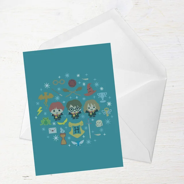 Harry Potter Trio Wreath Greetings Card