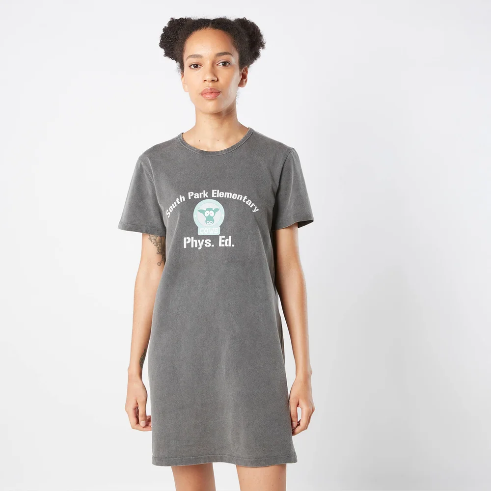 South Park Cows Phys Ed Women's T-Shirt Dress - Black Acid Wash - M Image 1