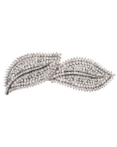 Rosie Fox Double Leaves Crystal Barette Hair Clip Image 1