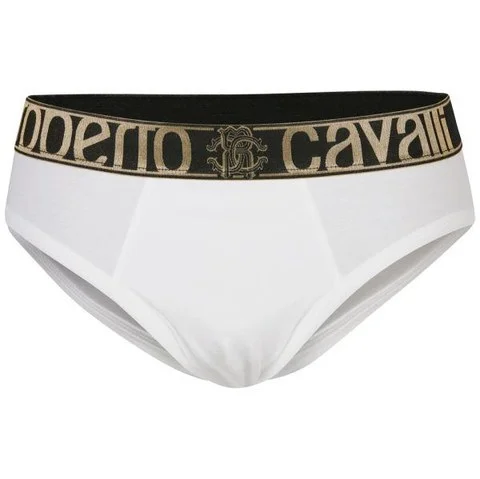 Roberto Cavalli Men's Gold Contrast Brief - White - S - White Image 1
