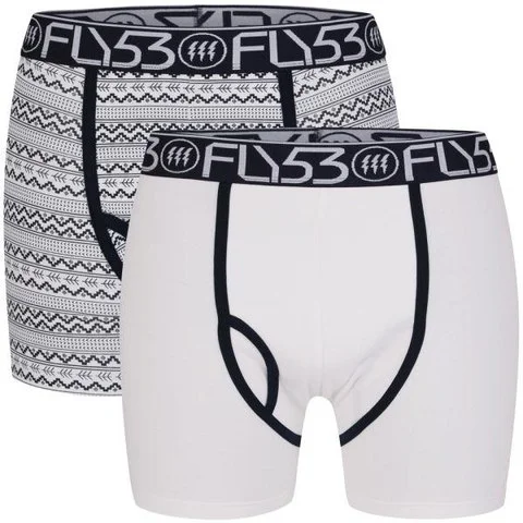 Fly 53 Men's Two Pack Boxers - White/Navy - S - White/Navy Image 1