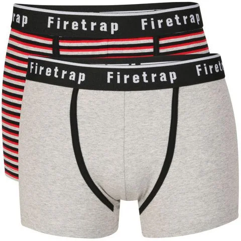 Firetrap Men's 2-Pack Striped Boxers - Grey/Red/Black - S - Grey/Red/Black Image 1