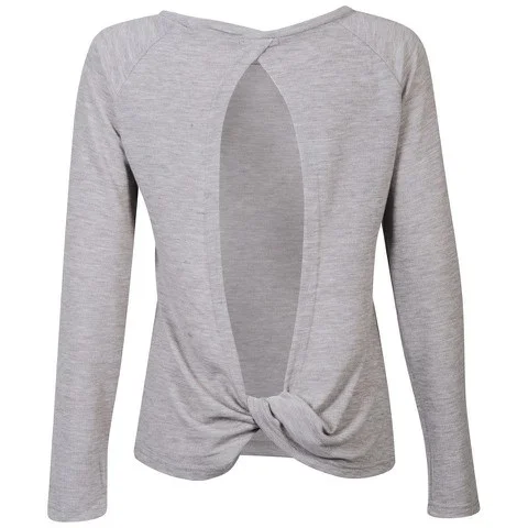 Moku Women's Twist Back Knitted Jersey Top - Grey Marl - S-M - Grey Marl Image 1