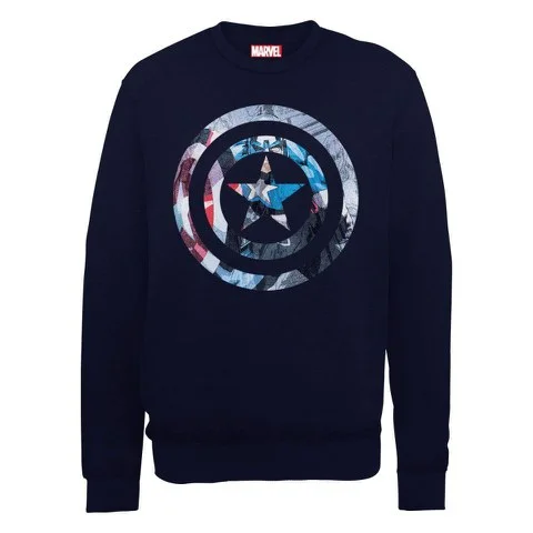 Marvel Avengers Assemble Captain America Montage Symbol Men's Sweatshirt - Navy - S - Navy Image 1