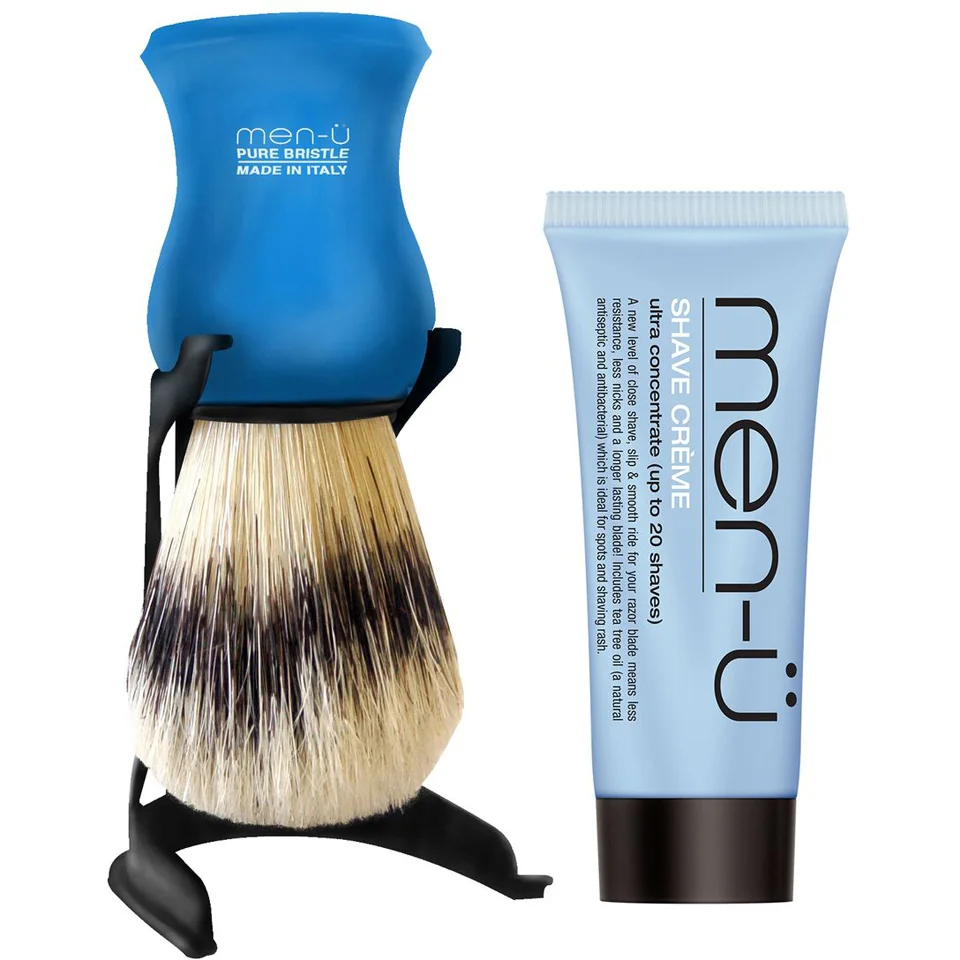 men-u Barbiere Shaving Brush and Stand - Blue Image 1