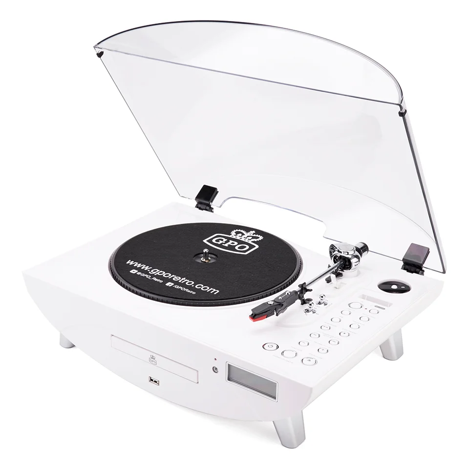 GPO Retro Jive 3 Speed Record Player with CD and MP3 - White Image 1