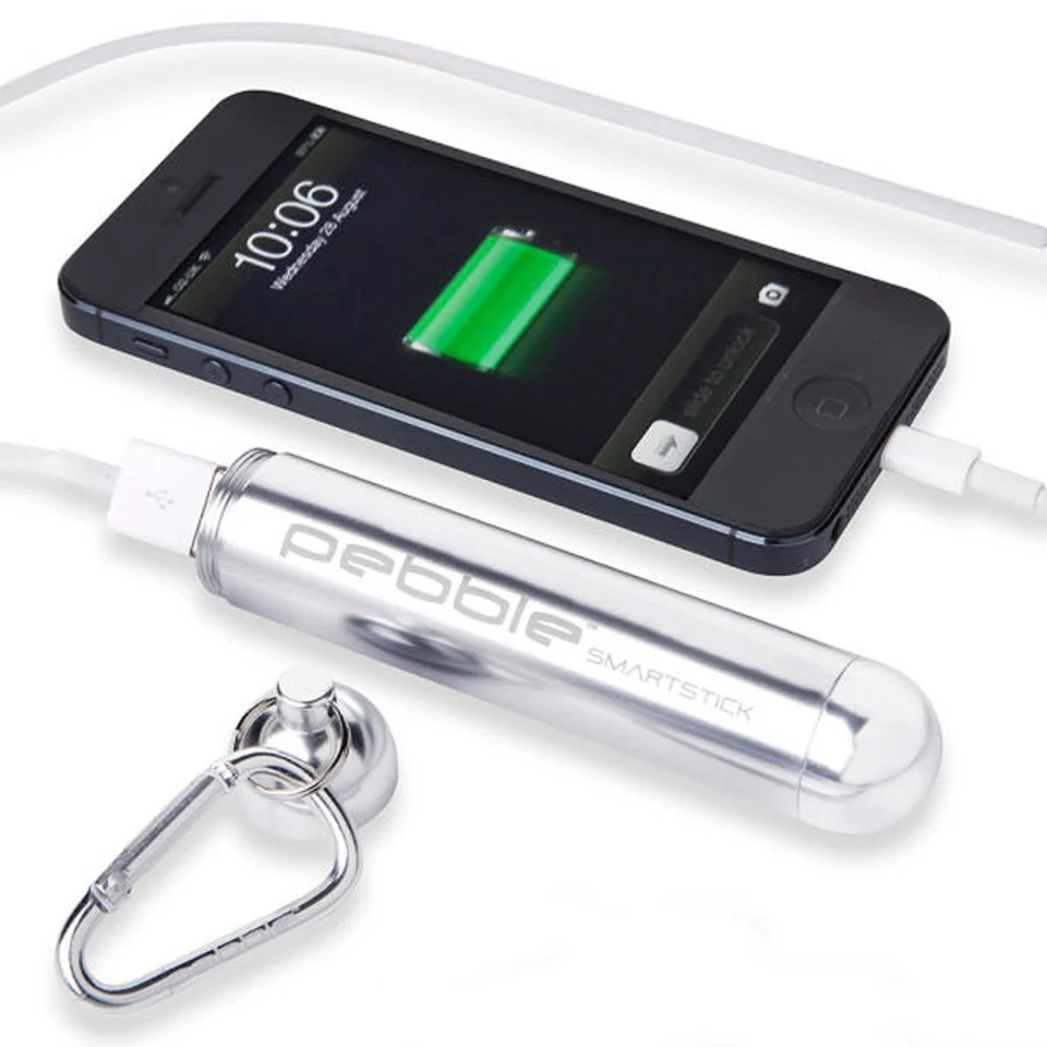 Veho Pebble Smartstick+ Emergency Portable Battery Back Up Power, 2800mah - Silver Image 1