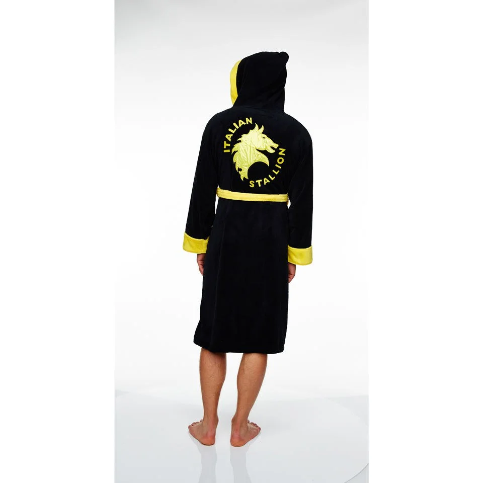 Rocky Adult Fleece Bathrobe - Black Image 1